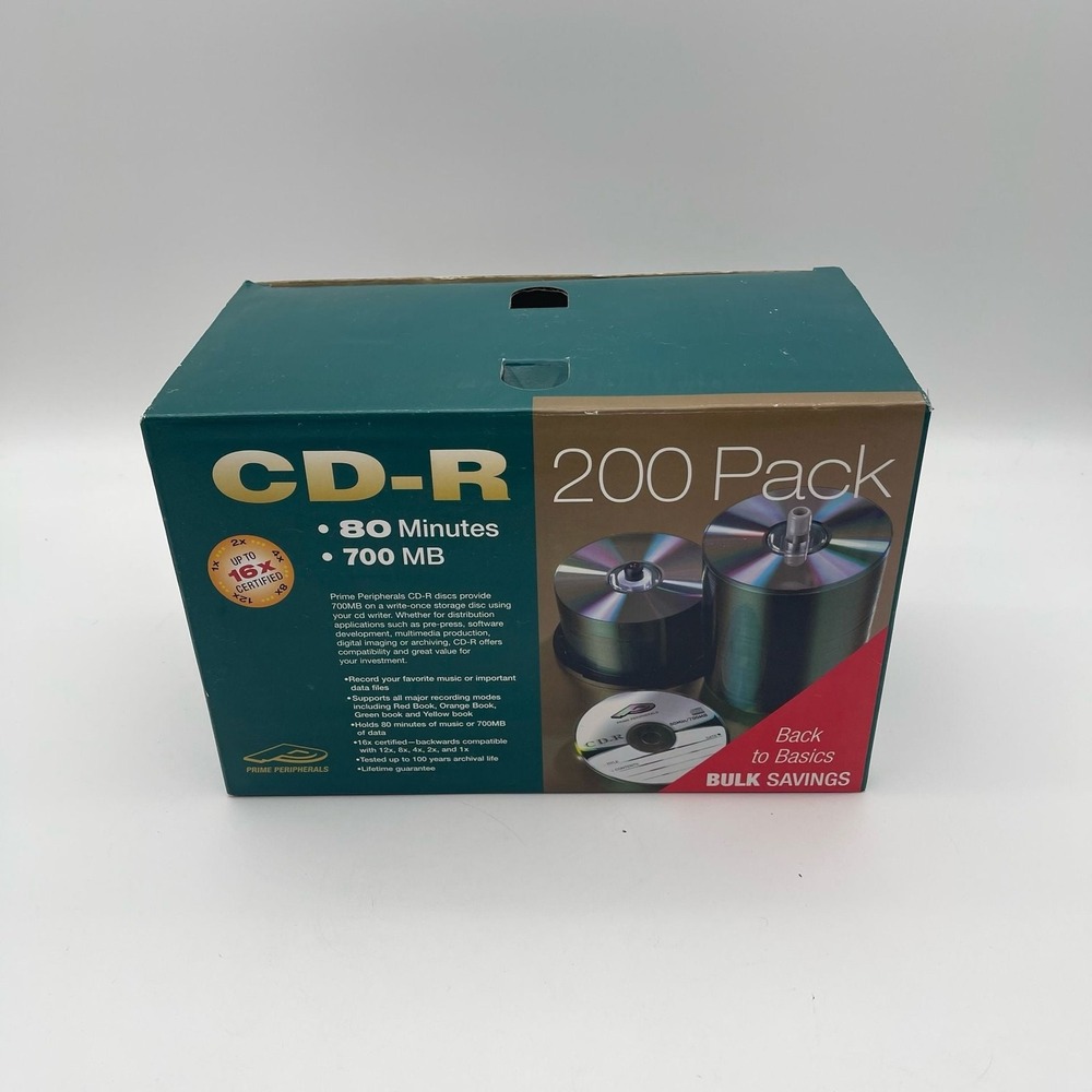 Prime Peripherals CD-R 200 Pack 80 Minutes 700 MB 16x Certified Blank Recordable